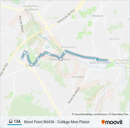 13A Bus Line Map