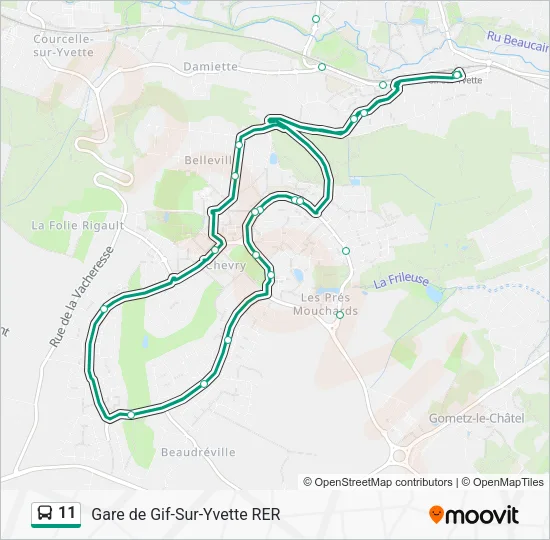 Plan de la ligne 11 de bus