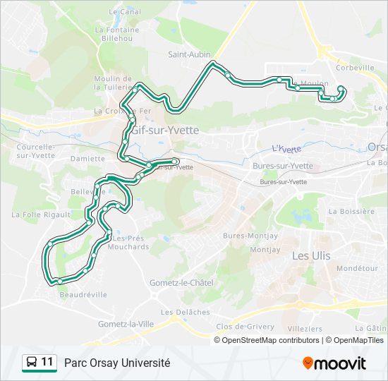 Plan de la ligne 11 de bus