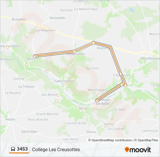 34S3 Bus Line Map