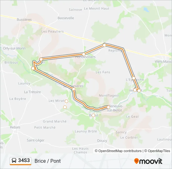 34S3 Bus Line Map