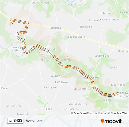 34S3 Bus Line Map