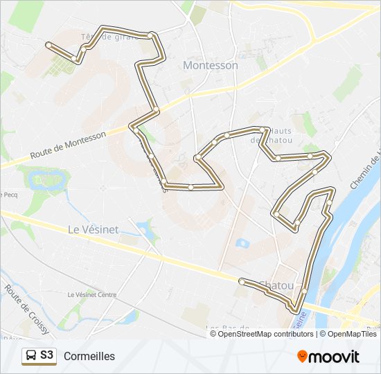 Plan de la ligne S3 de bus