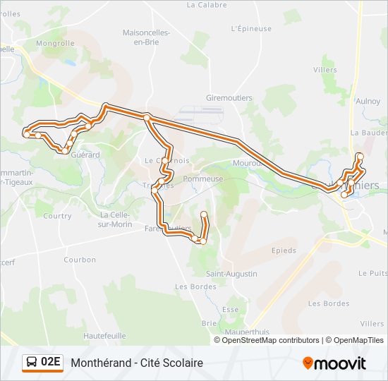 02E Bus Line Map