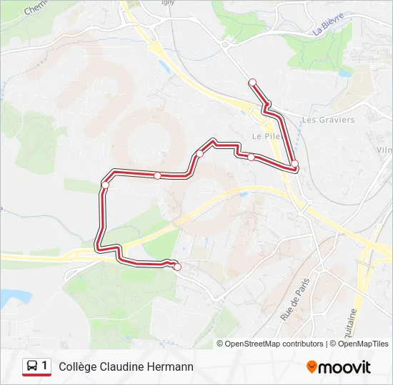 Plan de la ligne 1 de bus