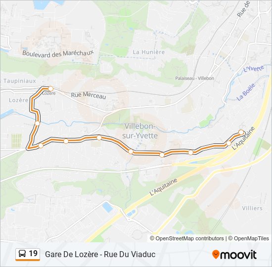 19 bus Line Map