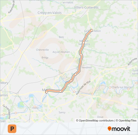 Plan de la ligne P de train