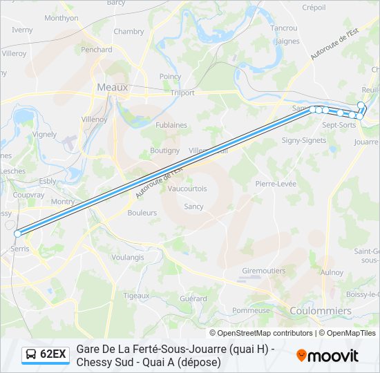 62EX Bus Line Map