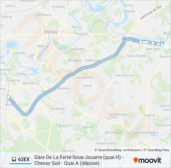 62EX Bus Line Map