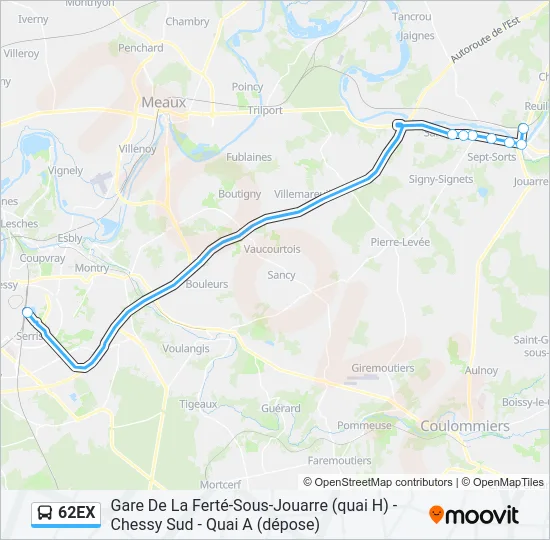 62EX Bus Line Map