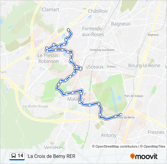 14 Bus Line Map