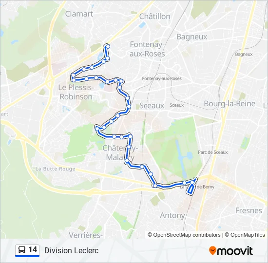 14 Bus Line Map