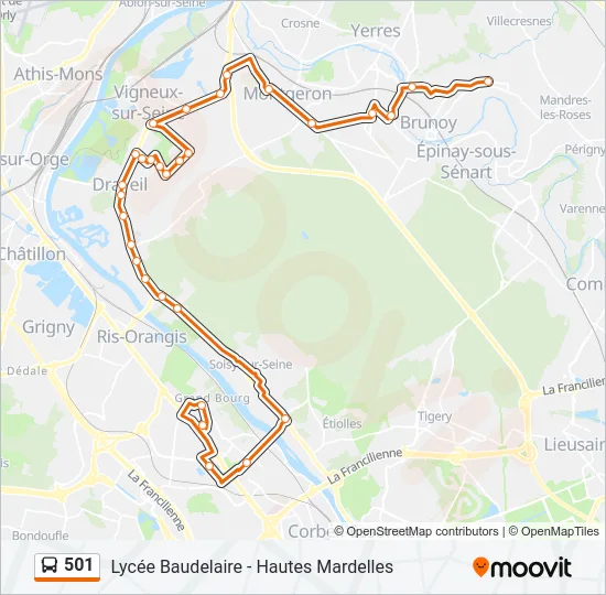 501 Bus Line Map