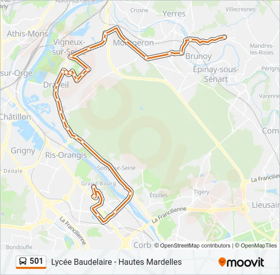 501 Bus Line Map