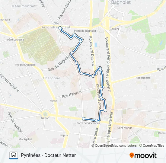 Plan de la ligne CHARONNE de bus