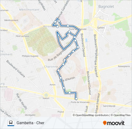 Plan de la ligne CHARONNE de bus