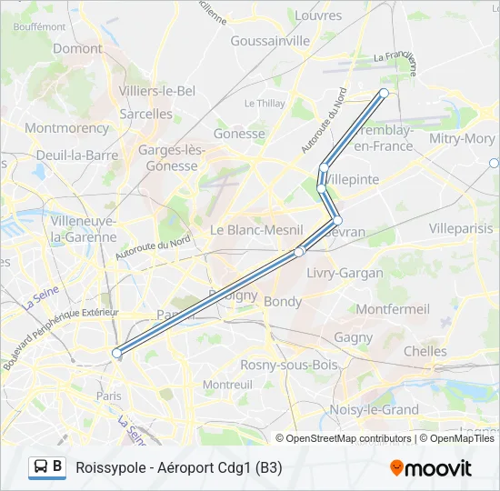 B Bus Line Map