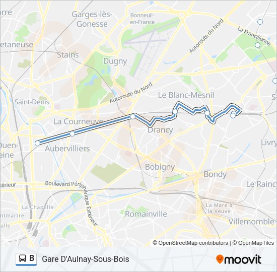 B Bus Line Map
