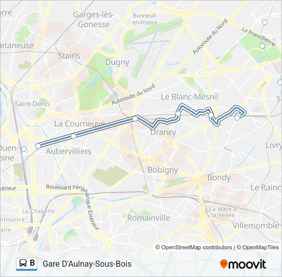 B Bus Line Map
