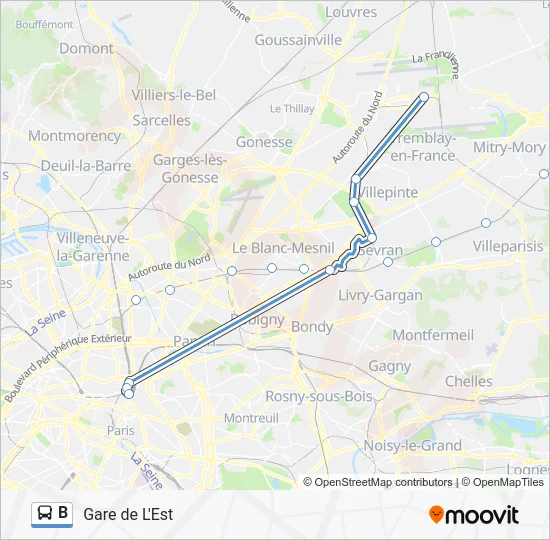 B Bus Line Map