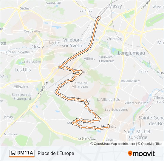 Plan de la ligne DM11A de bus