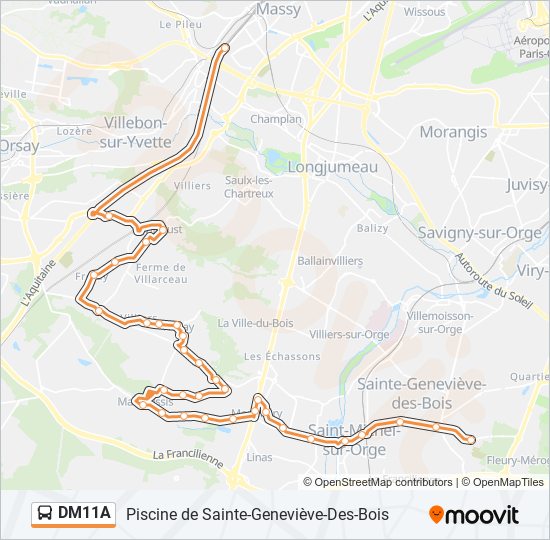 Plan de la ligne DM11A de bus