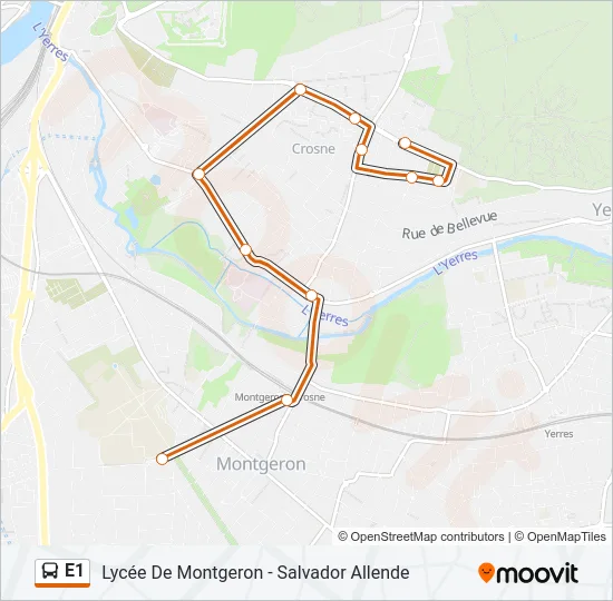 E1 Bus Line Map