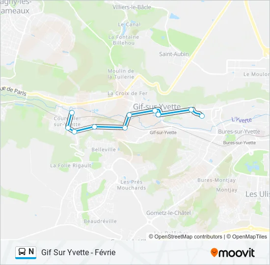 N Bus Line Map