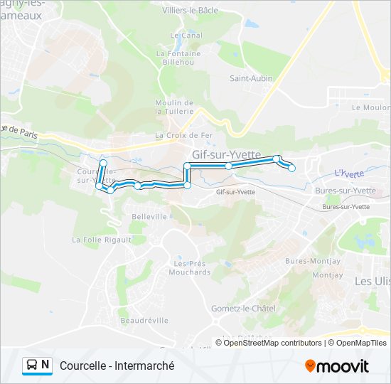 N Bus Line Map