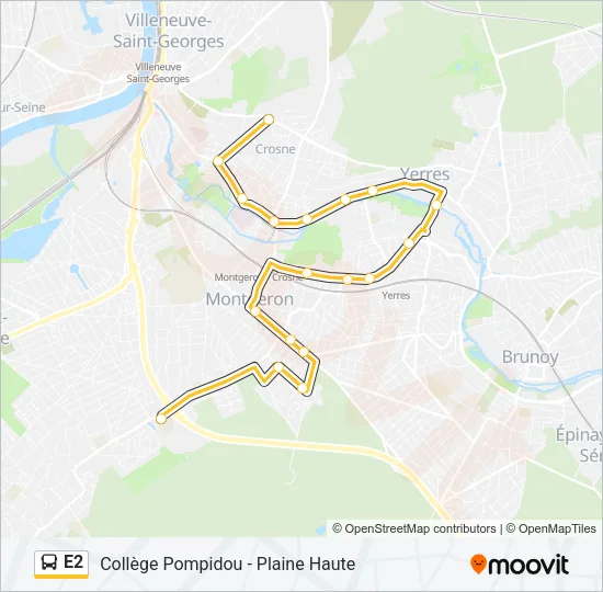 E2 Bus Line Map