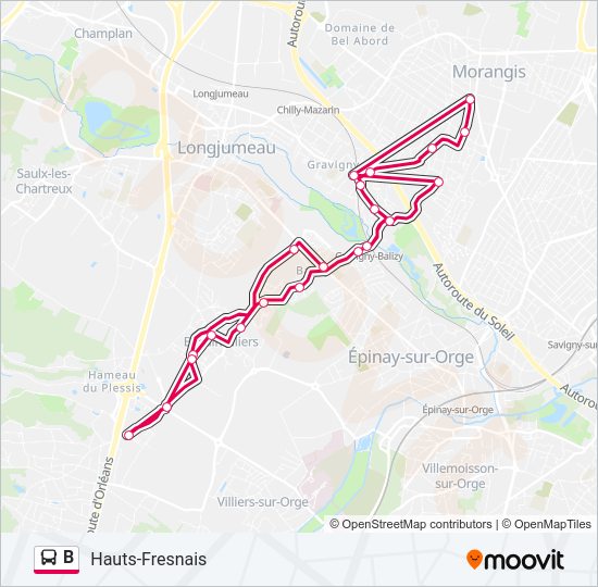 B Bus Line Map