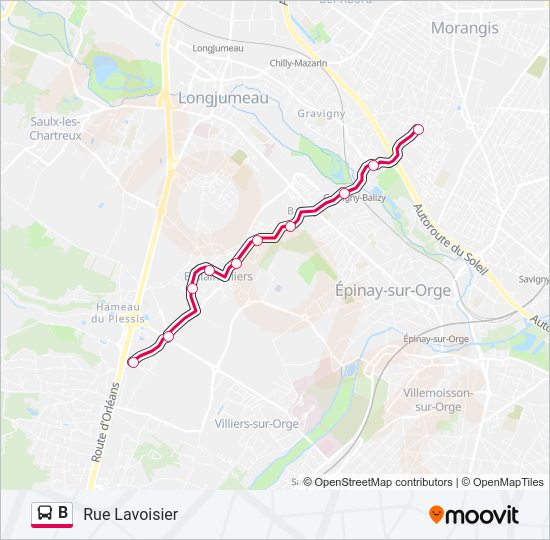 B Bus Line Map