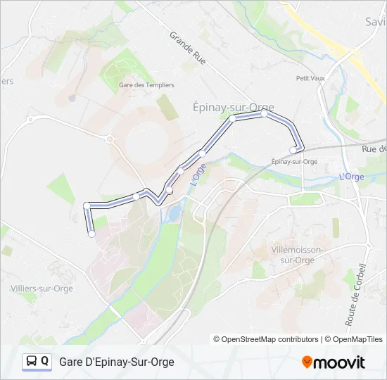 Plan de la ligne Q de bus
