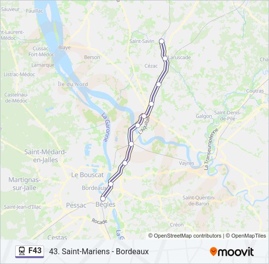 Plan de la ligne F43 de train