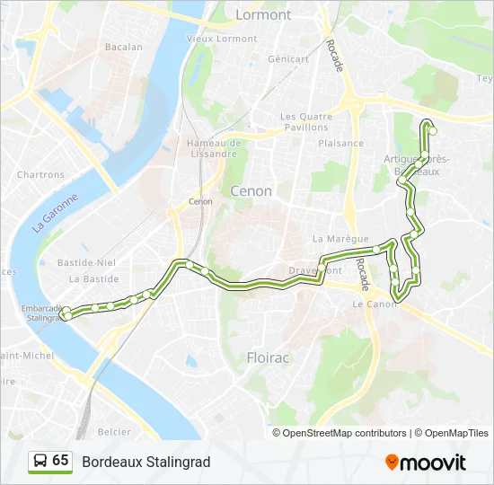 65 Bus Line Map