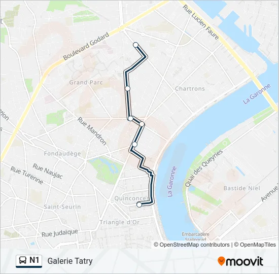N1 Bus Line Map