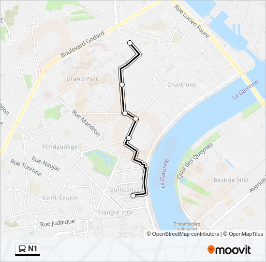 Mapa de N1 de autobús