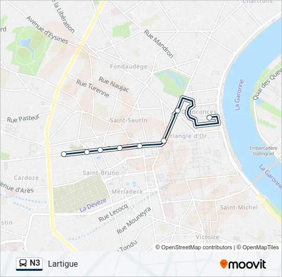 N3 Bus Line Map