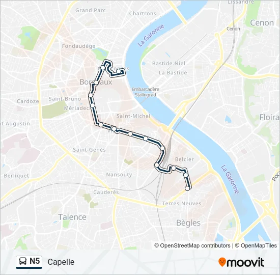 N5 Bus Line Map