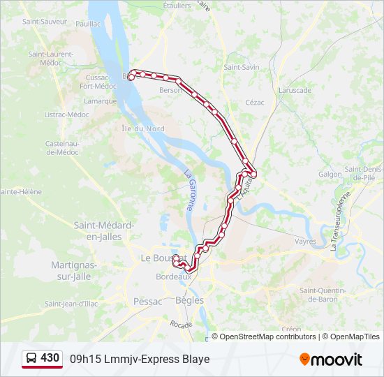 Plan de la ligne 430 de bus