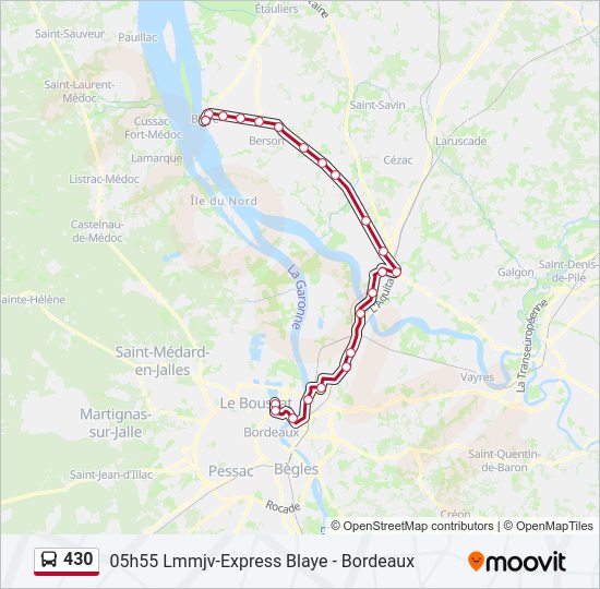 Plan de la ligne 430 de bus