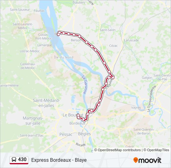 Plan de la ligne 430 de bus