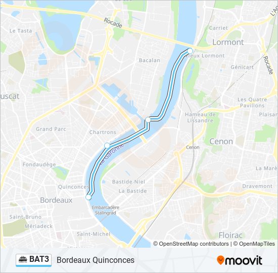 Plan de la ligne BAT3 de ferry