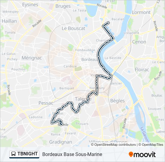 Mapa de TBNIGHT de autobús