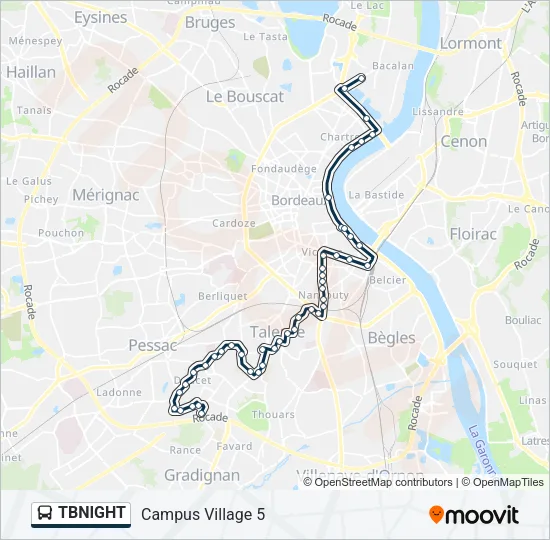TBNIGHT Bus Line Map