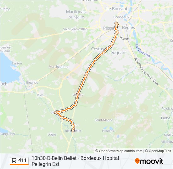 Plan de la ligne 411 de bus