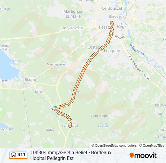 Plan de la ligne 411 de bus