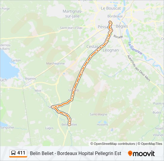 Plan de la ligne 411 de bus