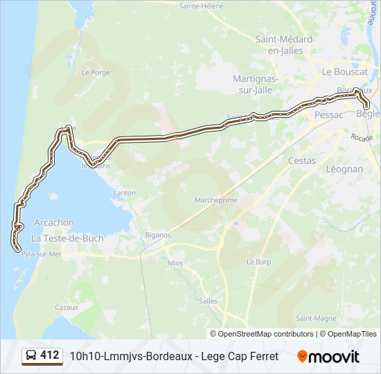 Plan de la ligne 412 de bus