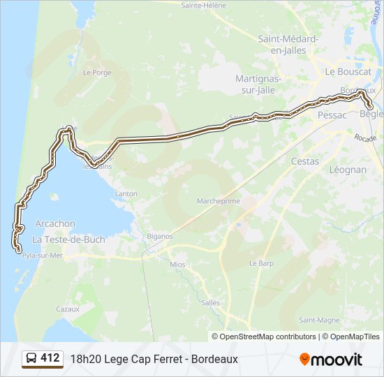 Plan de la ligne 412 de bus